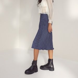 Aritzia Wilfred Only Slip Skirt in Navy Floral